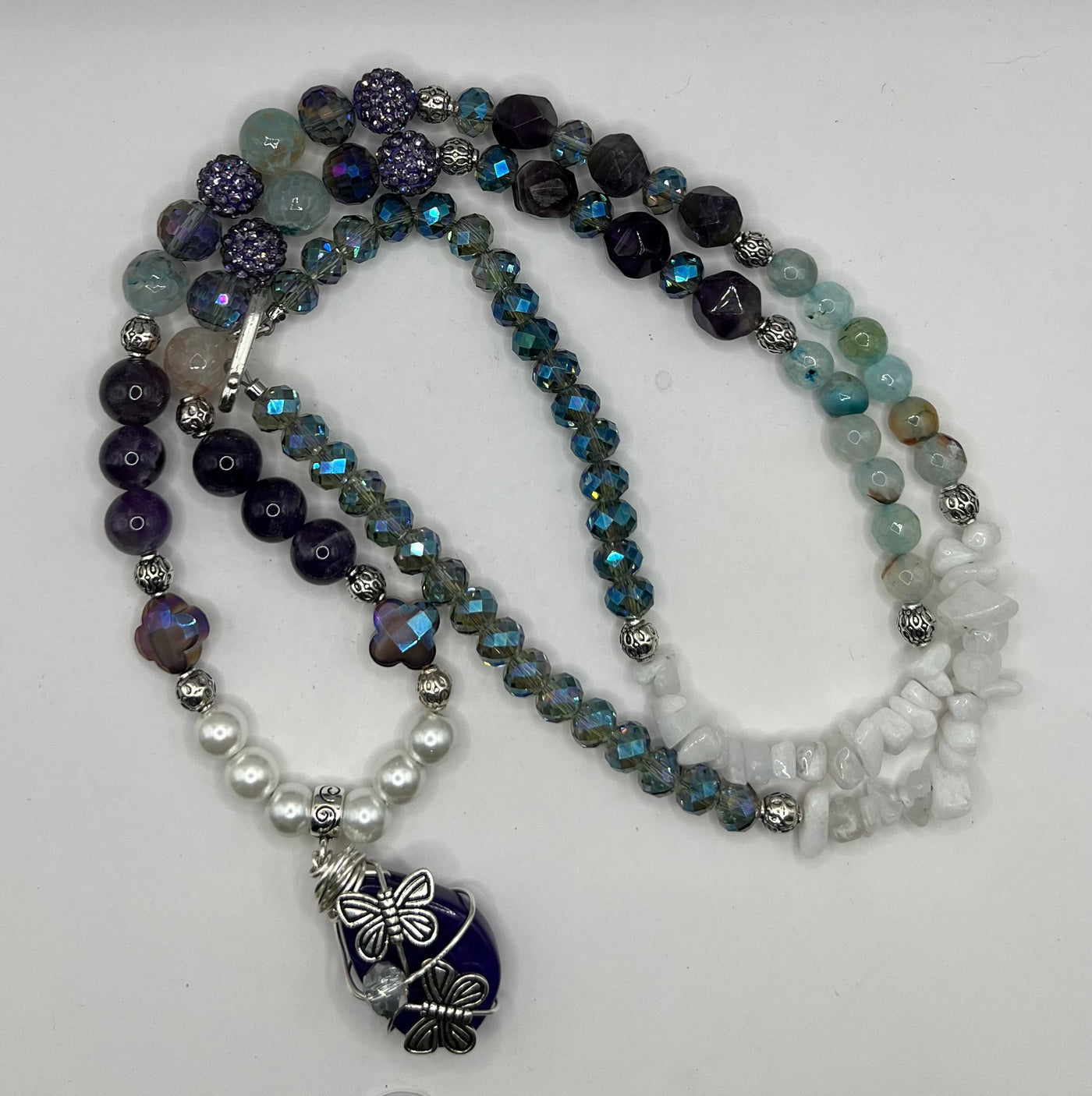 Penelope Dragonfly Purple Agate Wrapped Pendant Necklace