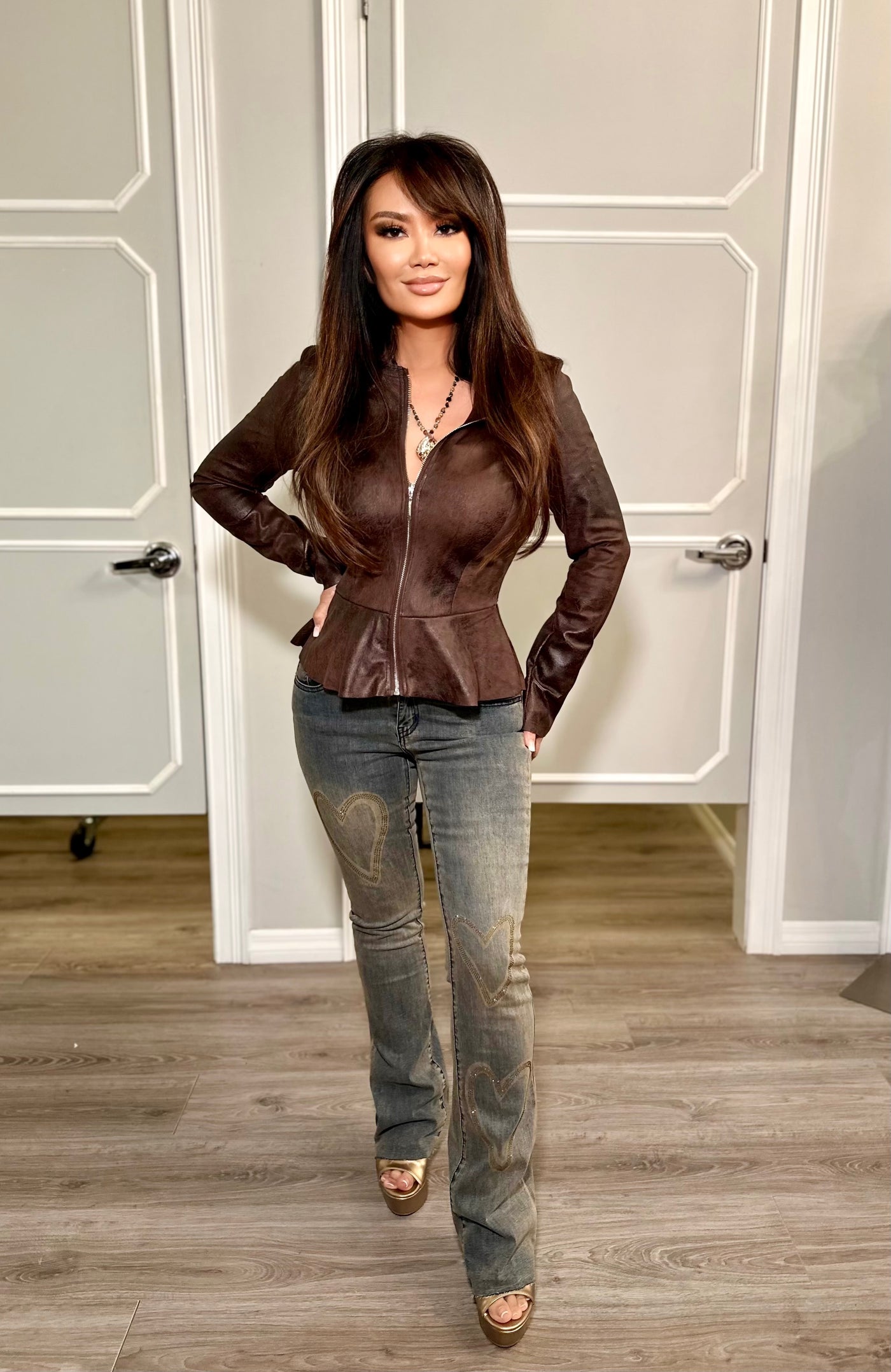 Veronica Vegan Leather Peplum Jacket