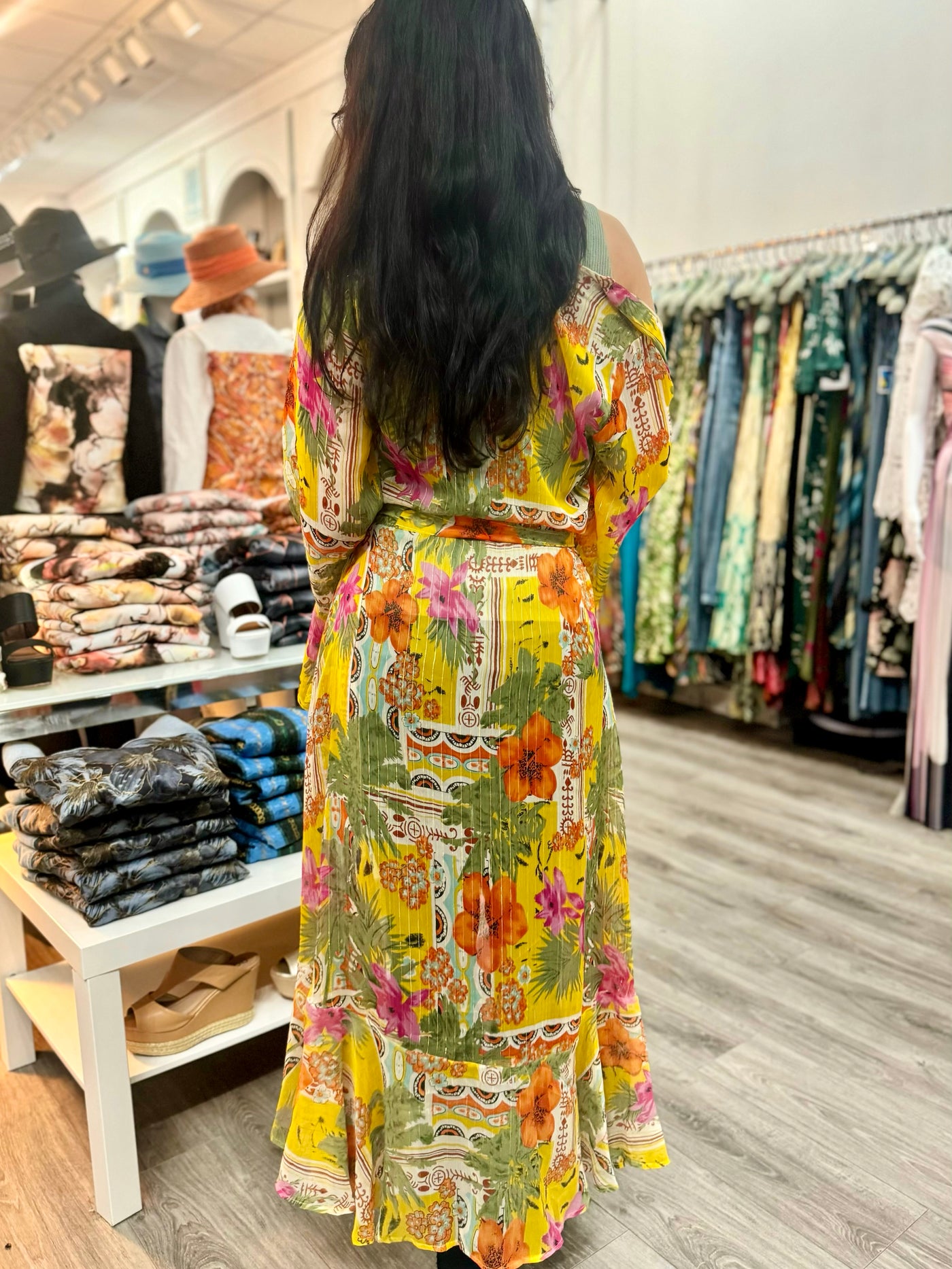 Tropical Oasis Lurex Maxi Kimono