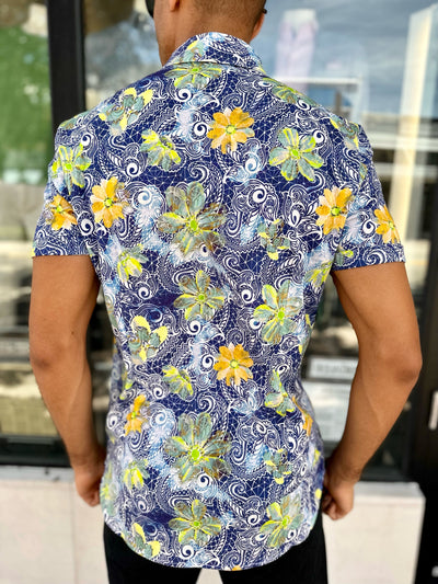 Floral Paisley Short Sleeve Button Down