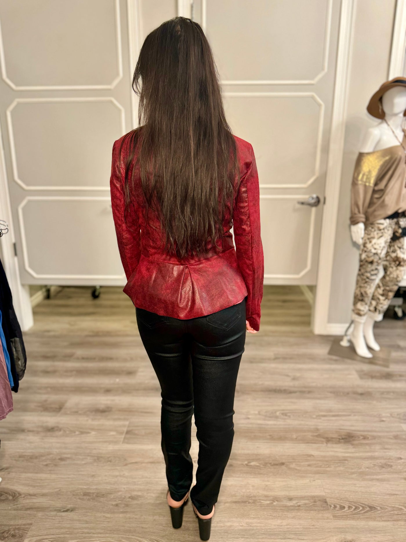 Veronica Vegan Leather Peplum Jacket