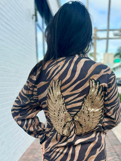 Zebra Angel Wing Long Coat