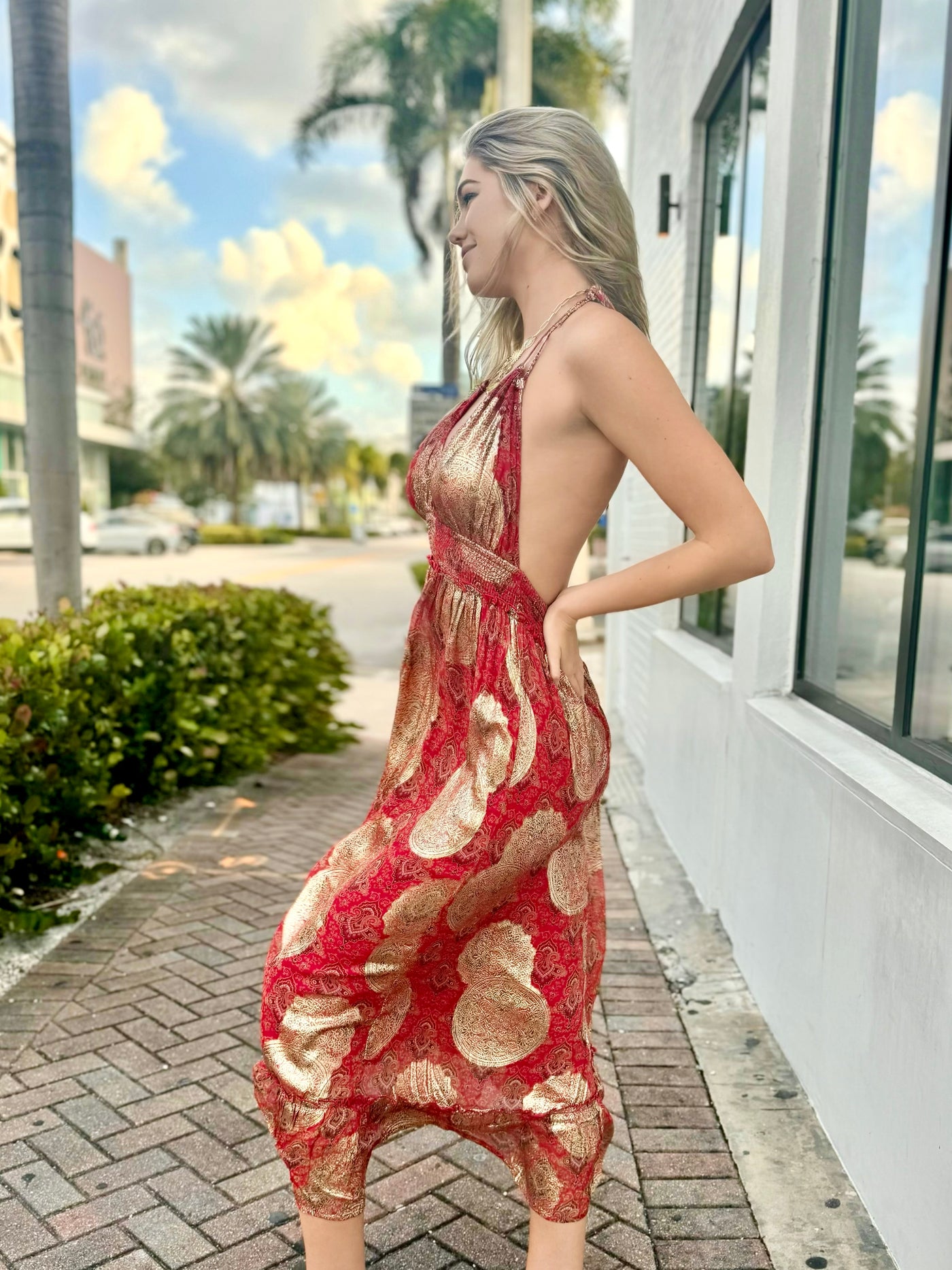 Golden Fire Lurex Maxi Dress