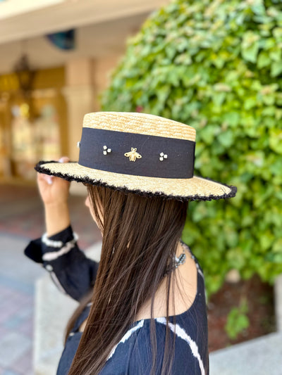 Sparkle Bee Straw Boaters Hat