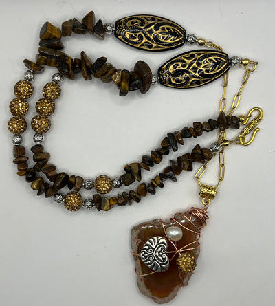 Alaina Caramel Agate Pendant Necklace