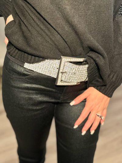 Pearl Crystal Large Buckle Belt