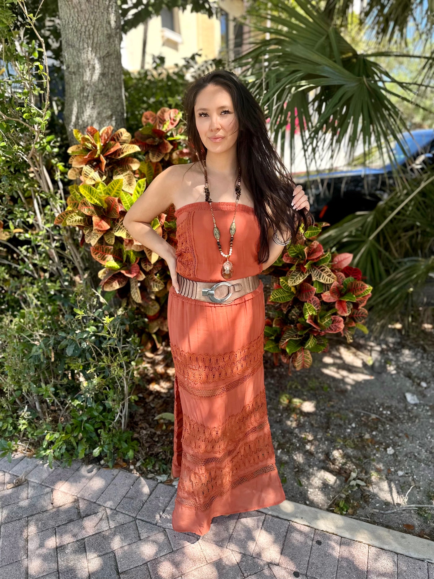 Alaina Caramel Agate Pendant Necklace