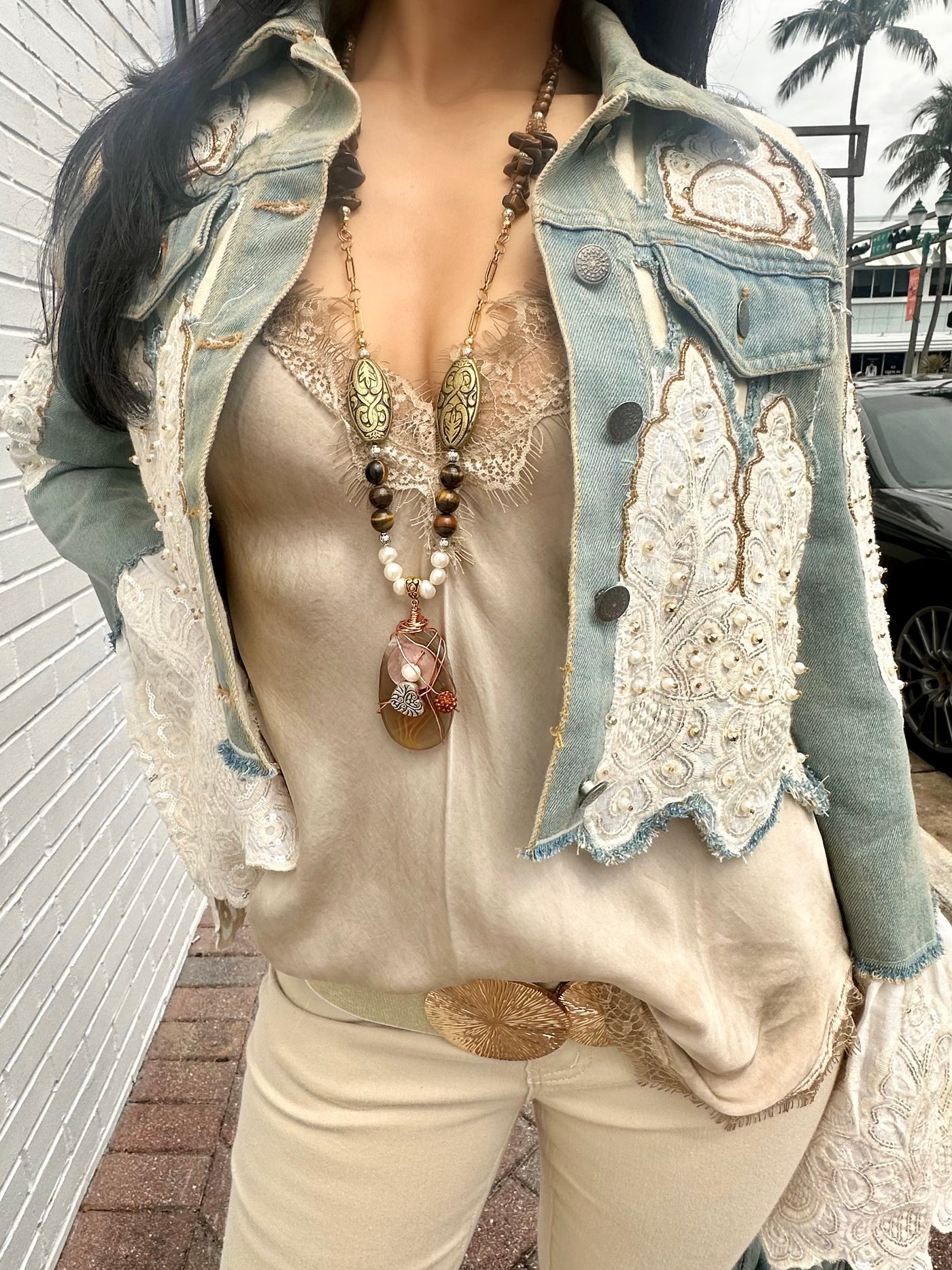 Alaina Caramel Agate Pendant Necklace