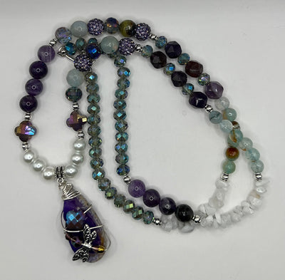 Penelope Dragonfly Purple Agate Wrapped Pendant Necklace