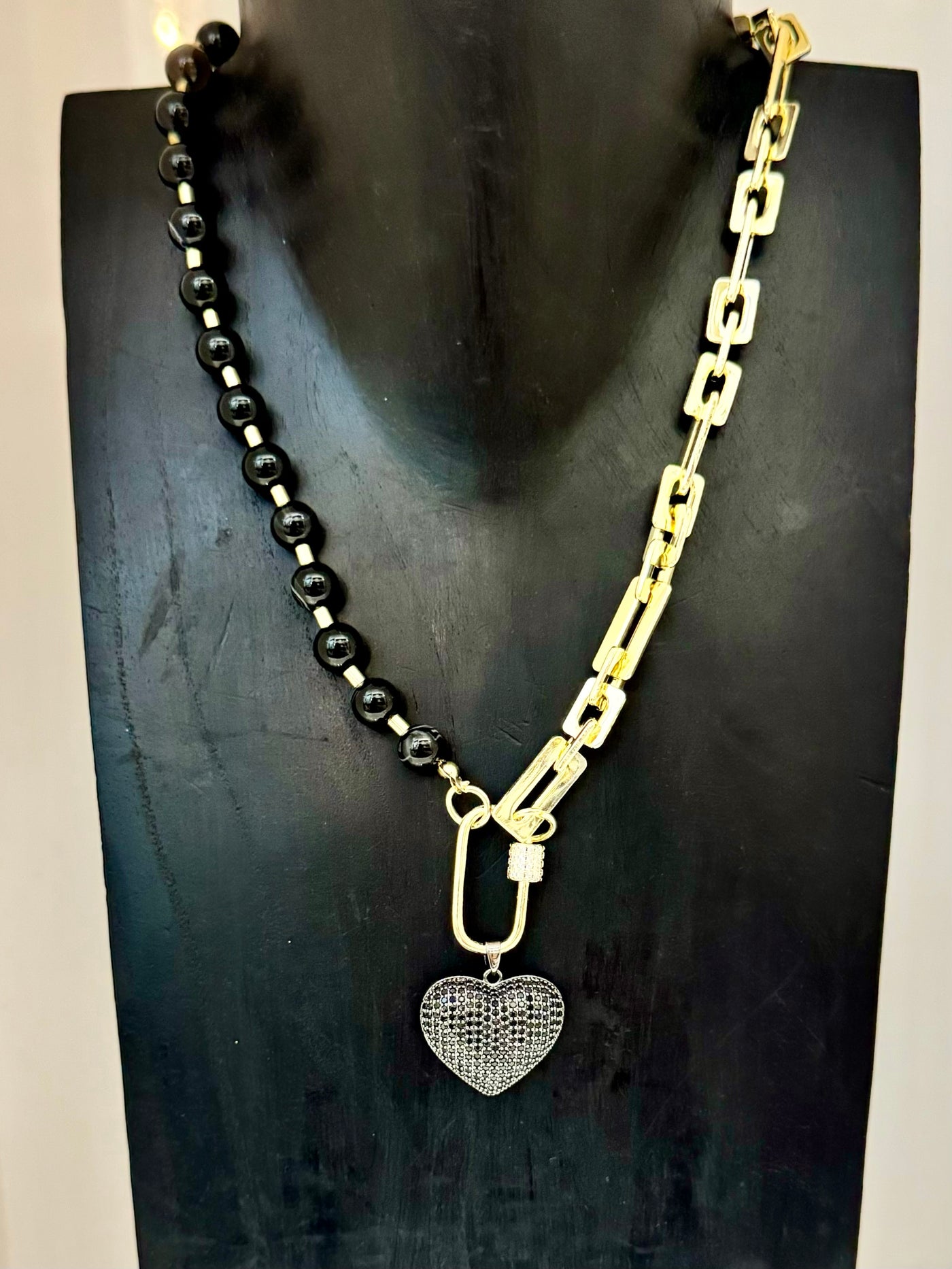 Gunmetal Heart Chain Necklace