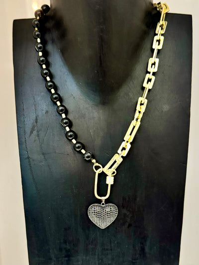 Gunmetal Heart Chain Necklace