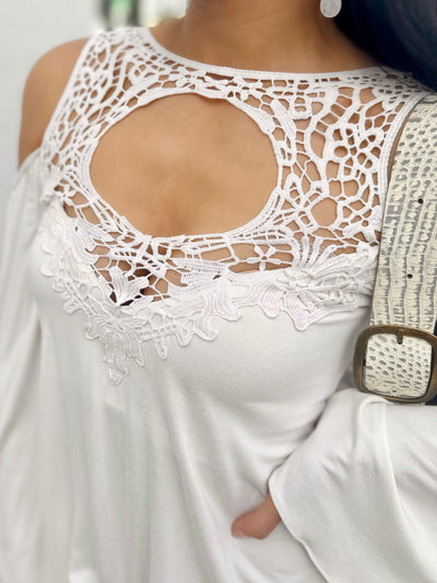 Nicola Lace Cold Shoulder Top