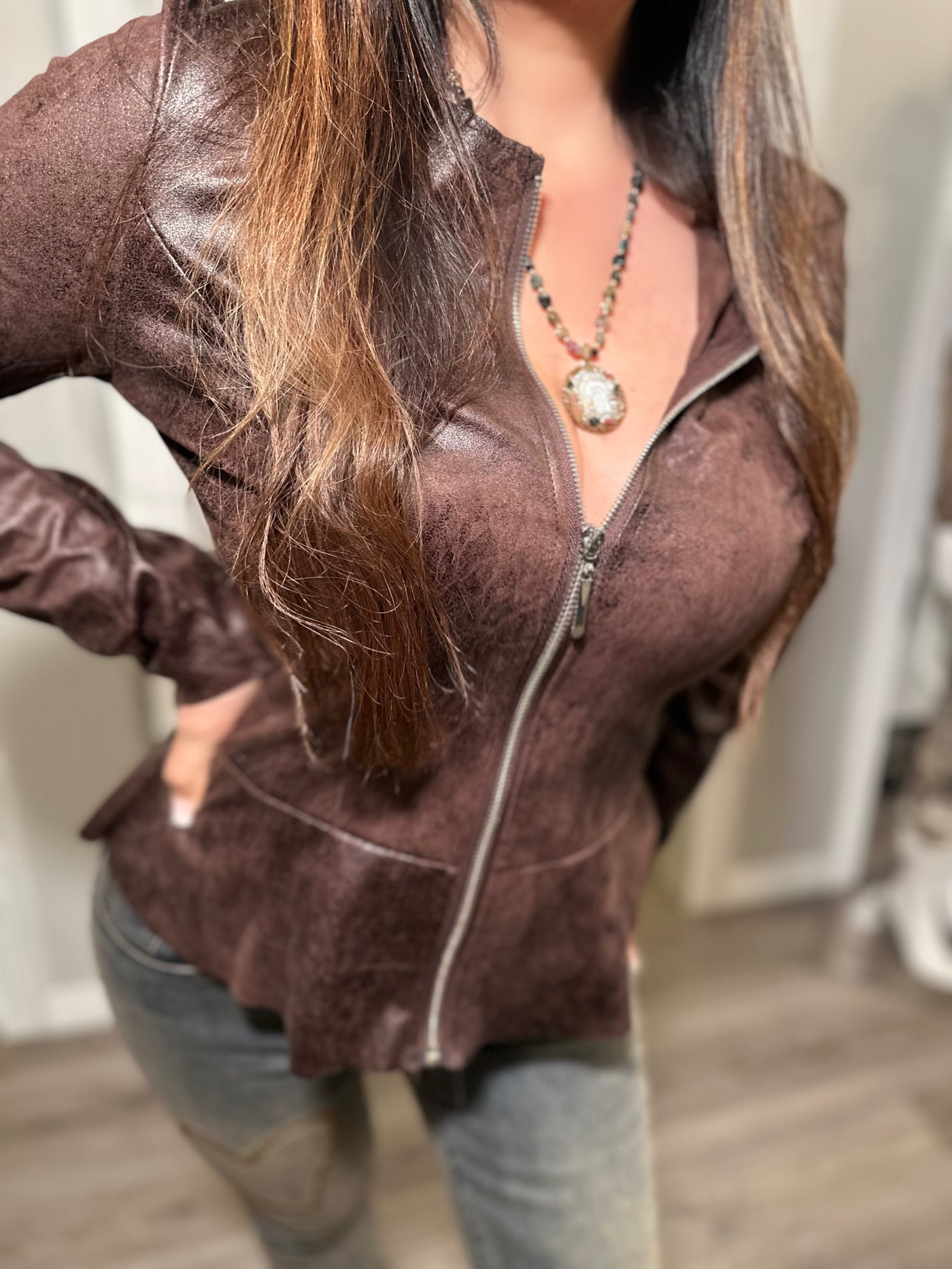 Veronica Vegan Leather Peplum Jacket