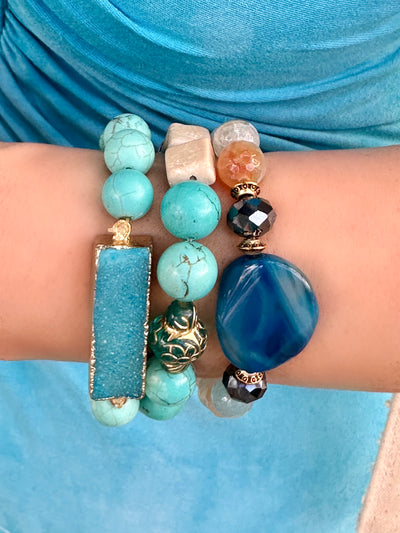 Blue Jean Baby Blue Agate Stretch Bracelet