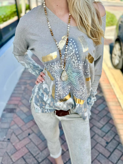 Cheetah Star Metallic Top