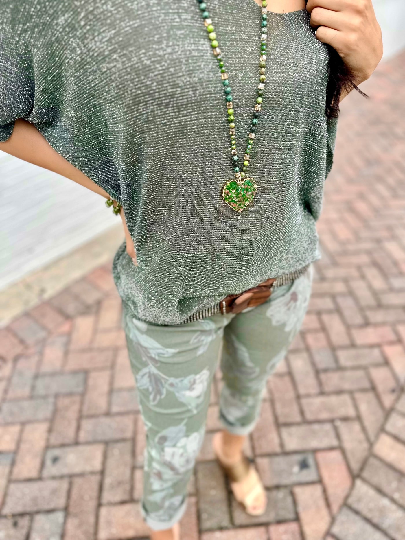 Shimmer V-Neck Knit Top