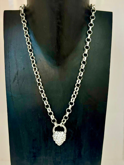 Rhinestone Heart Chain Necklace