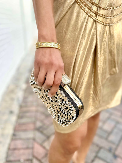 Golden Sparkle Hardshell Clutch