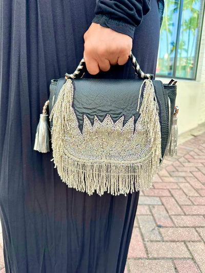 Crystal Waterfall Leather Crossbody Bag