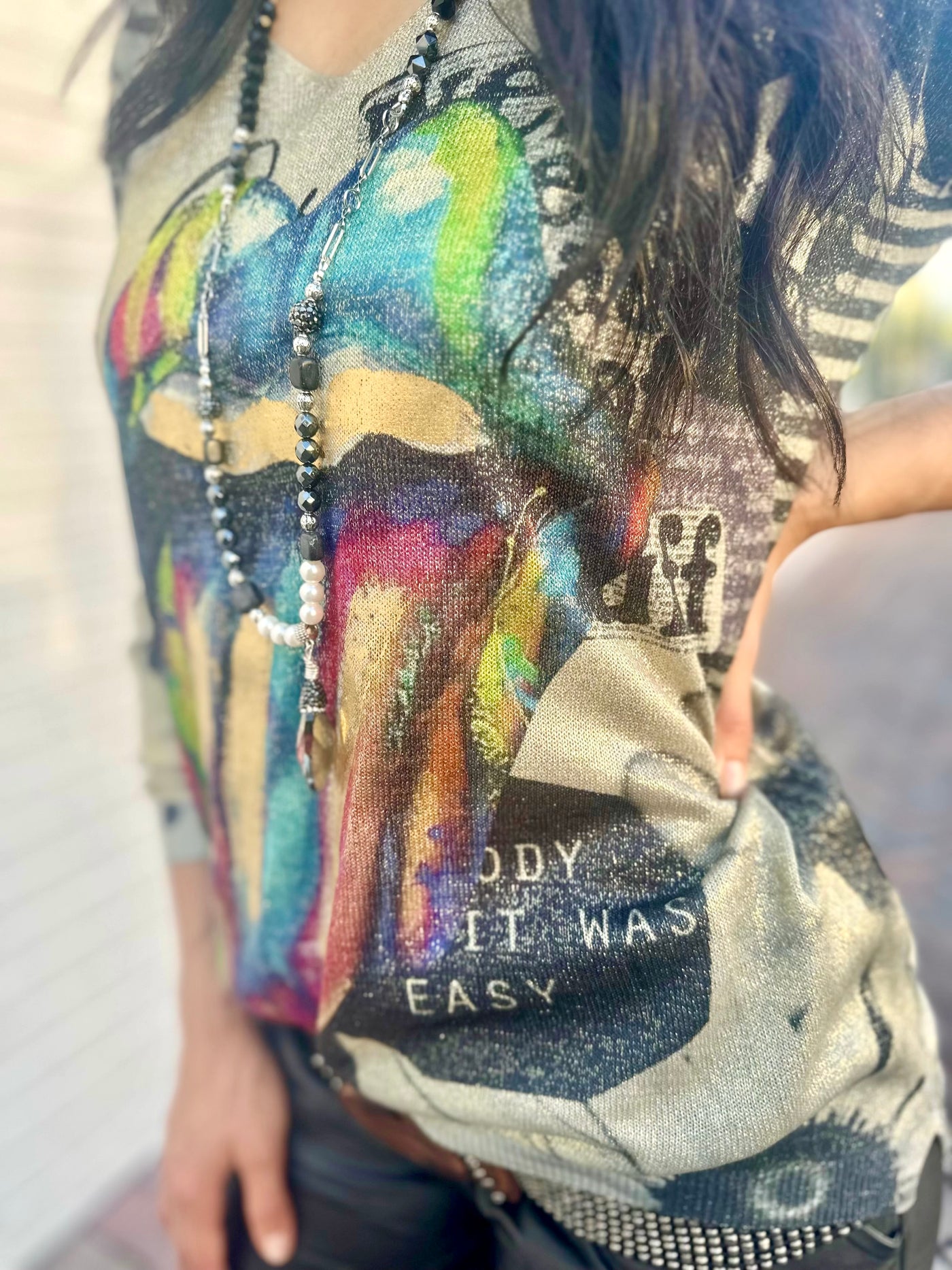 Rainbow Tongue Metallic Top