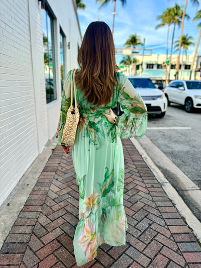 Desert Bloom Silk Maxi Dress