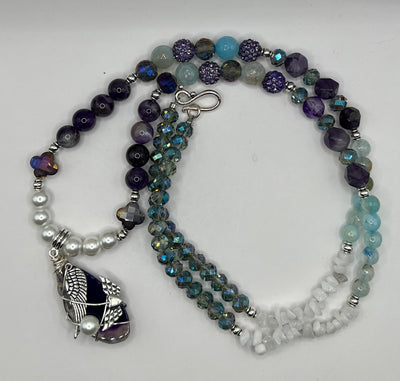 Penelope Dragonfly Purple Agate Wrapped Pendant Necklace