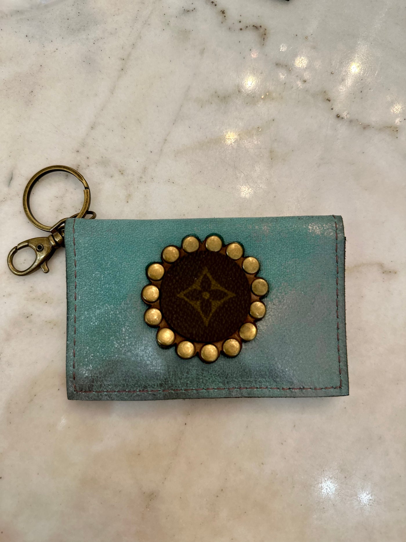 Turquoise Upcycled Wallet/Credit Card Holder