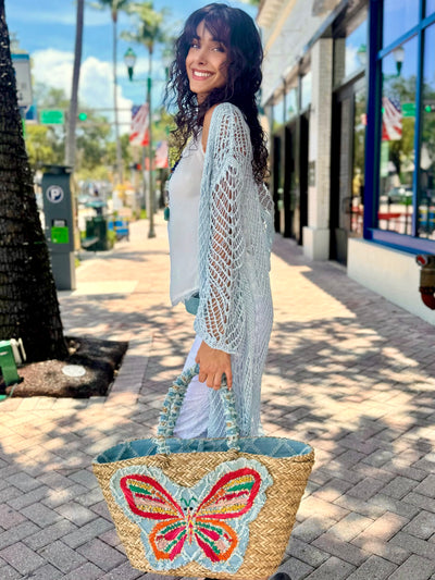 Denim Butterfly Tote Bag