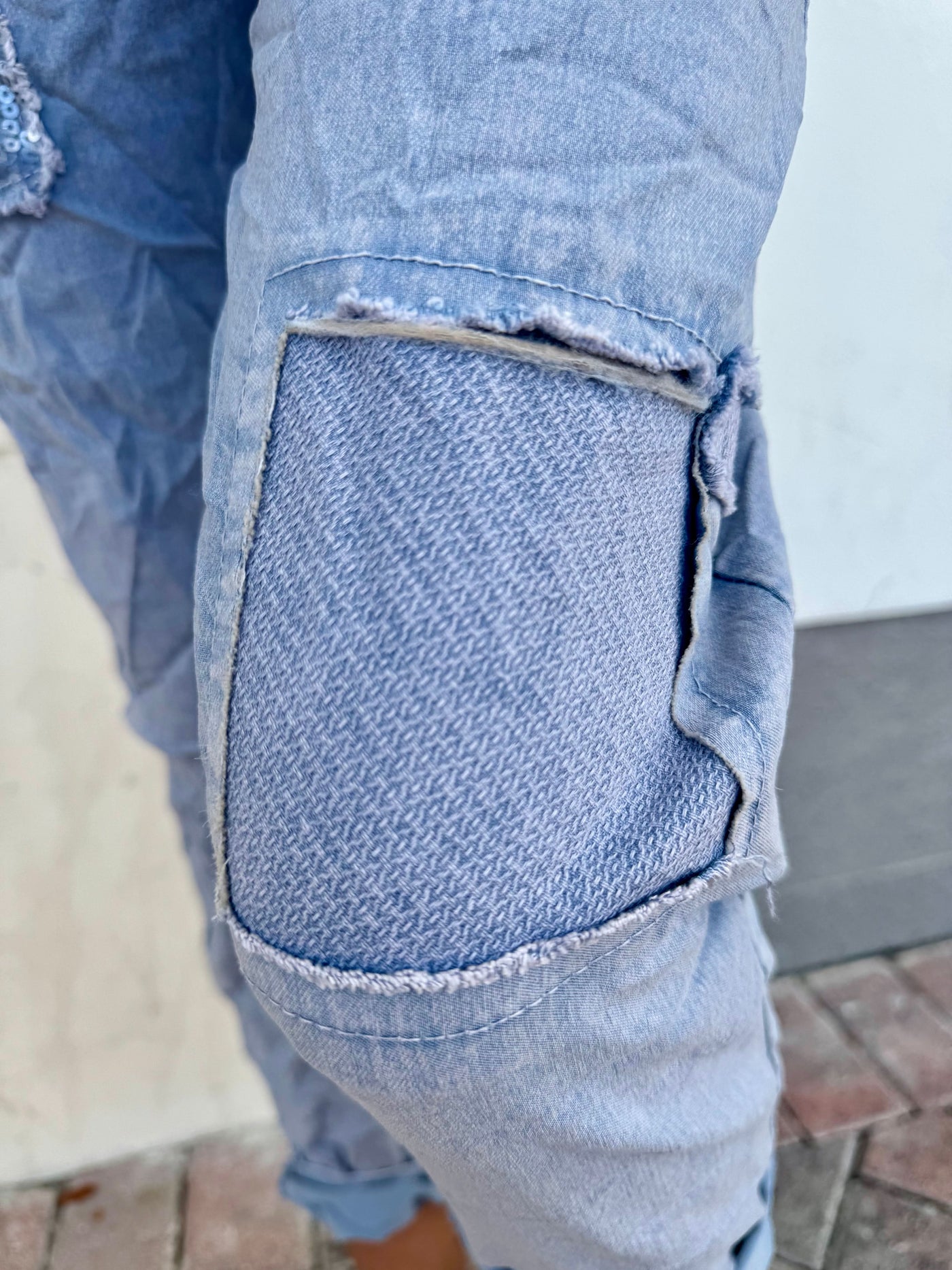 Dusty Sky Sequin Patch Joggers