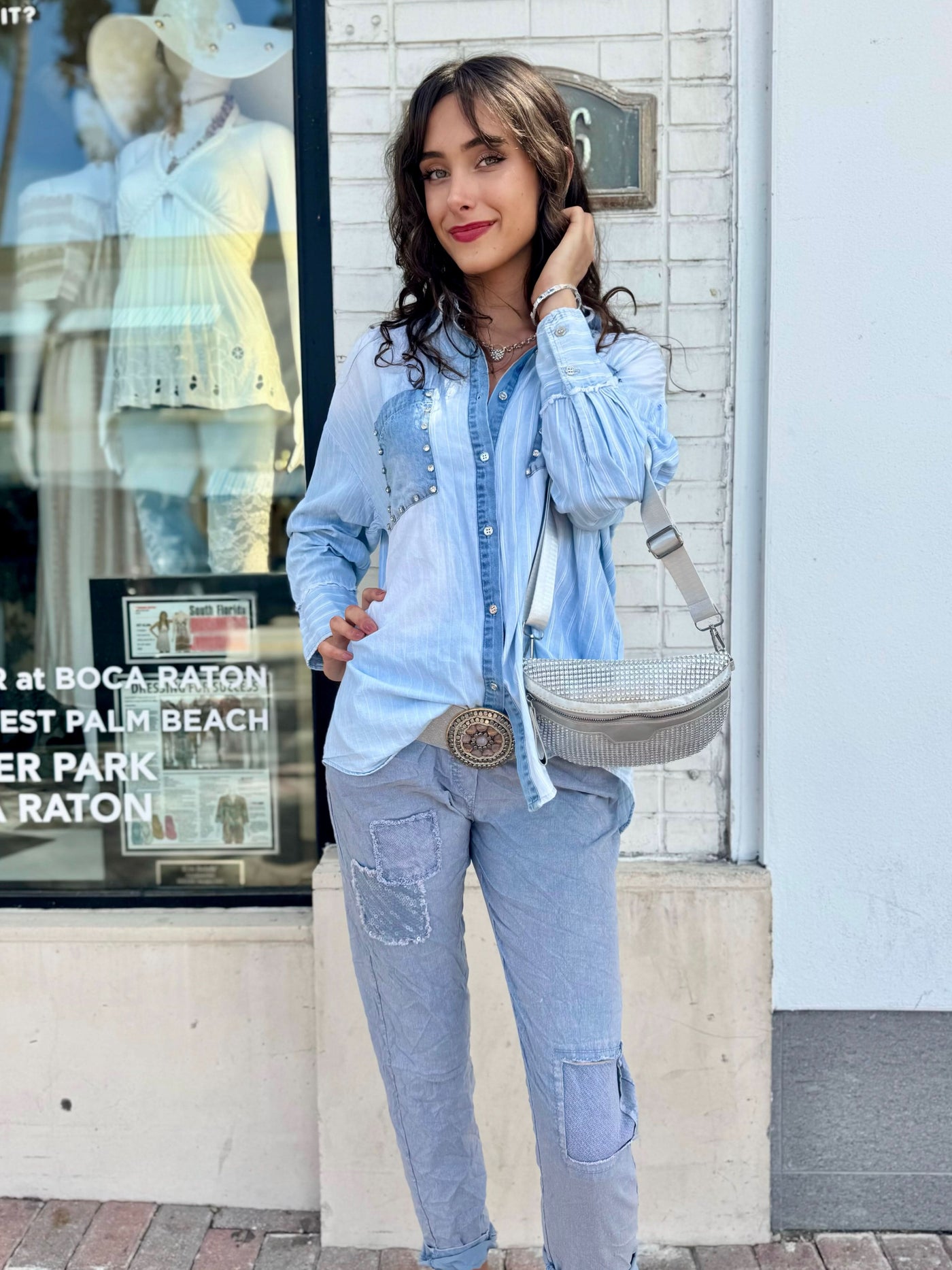 Dusty Sky Sequin Patch Joggers