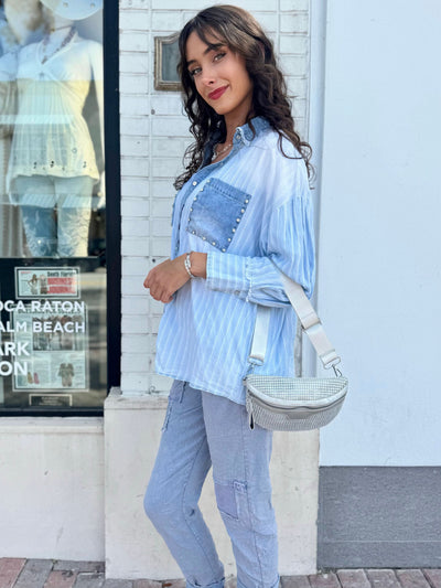 Dusty Sky Sequin Patch Joggers