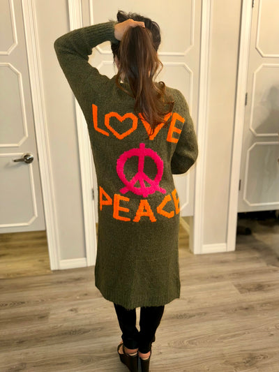 Love Peace Long Cardigan