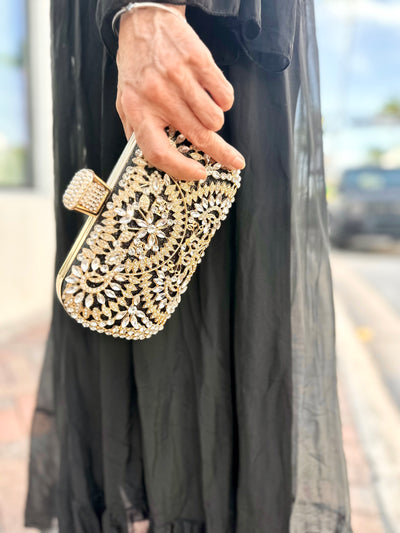 Golden Sparkle Hardshell Clutch