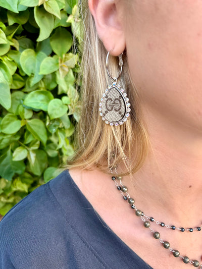 Gigi Upcycled Drop Earrings with Rhinestones