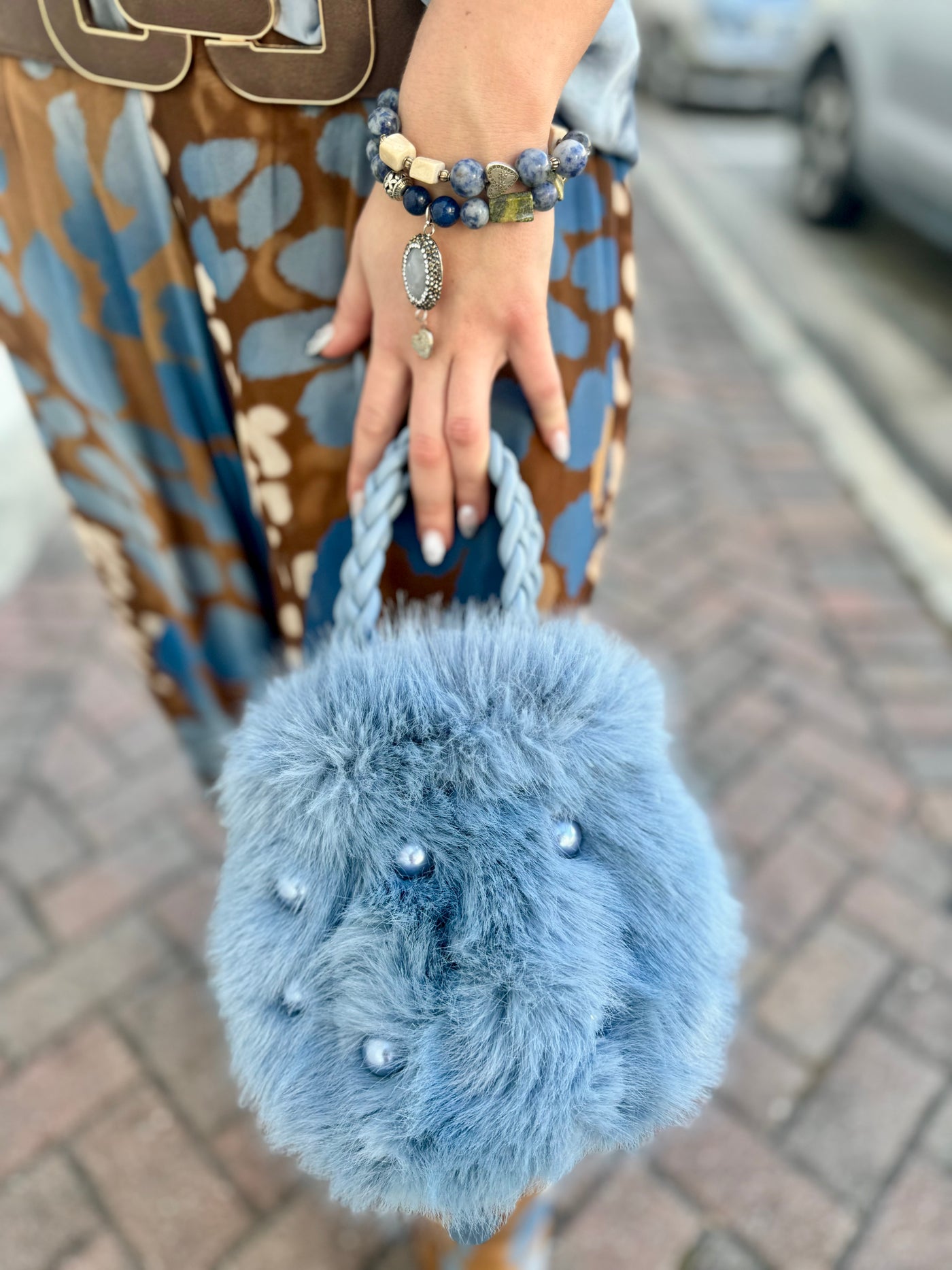 Pom Pom Pearl Mini Bucket Bag