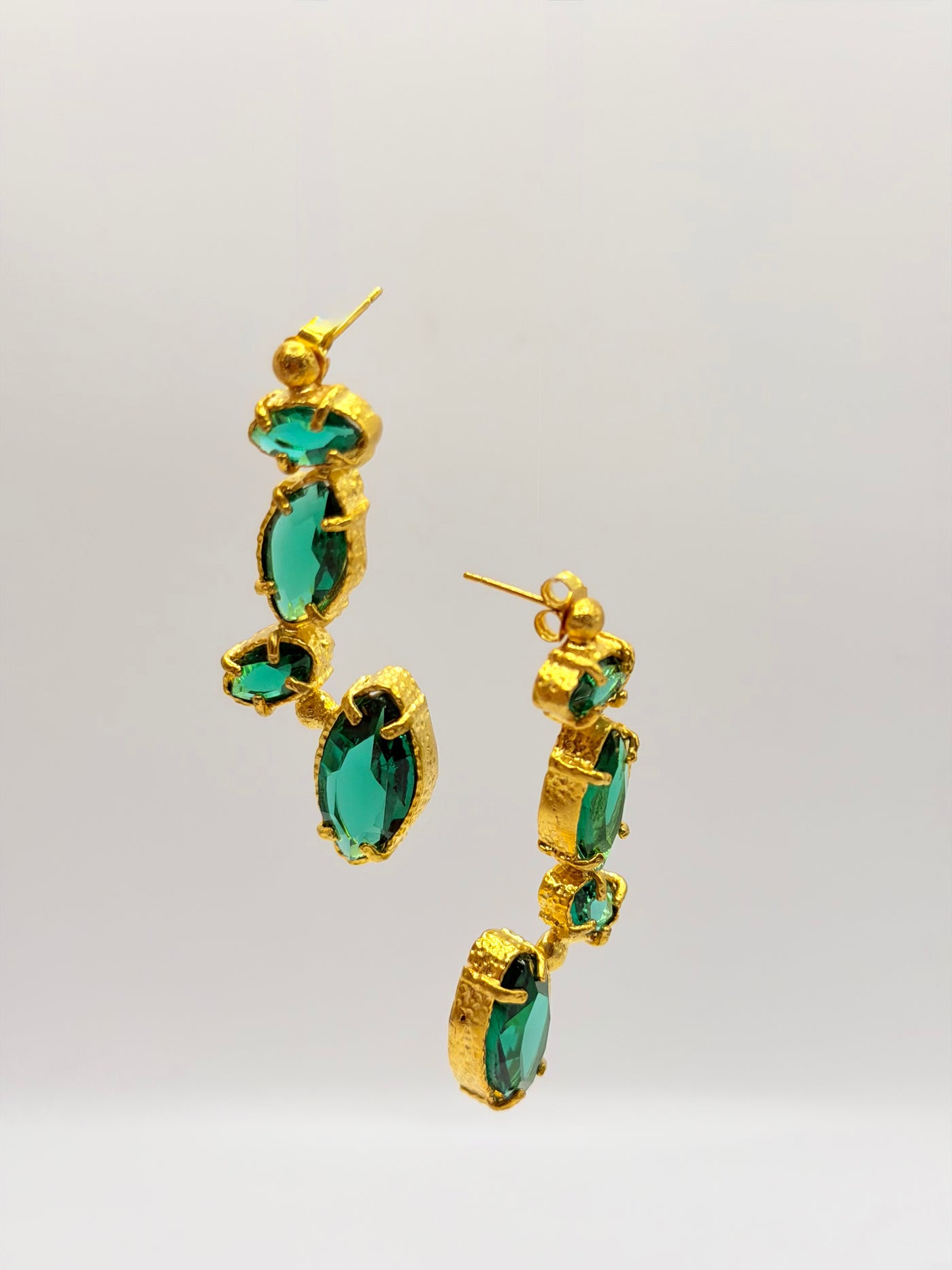 Emerald Cascade Sculpted Drop Earrings