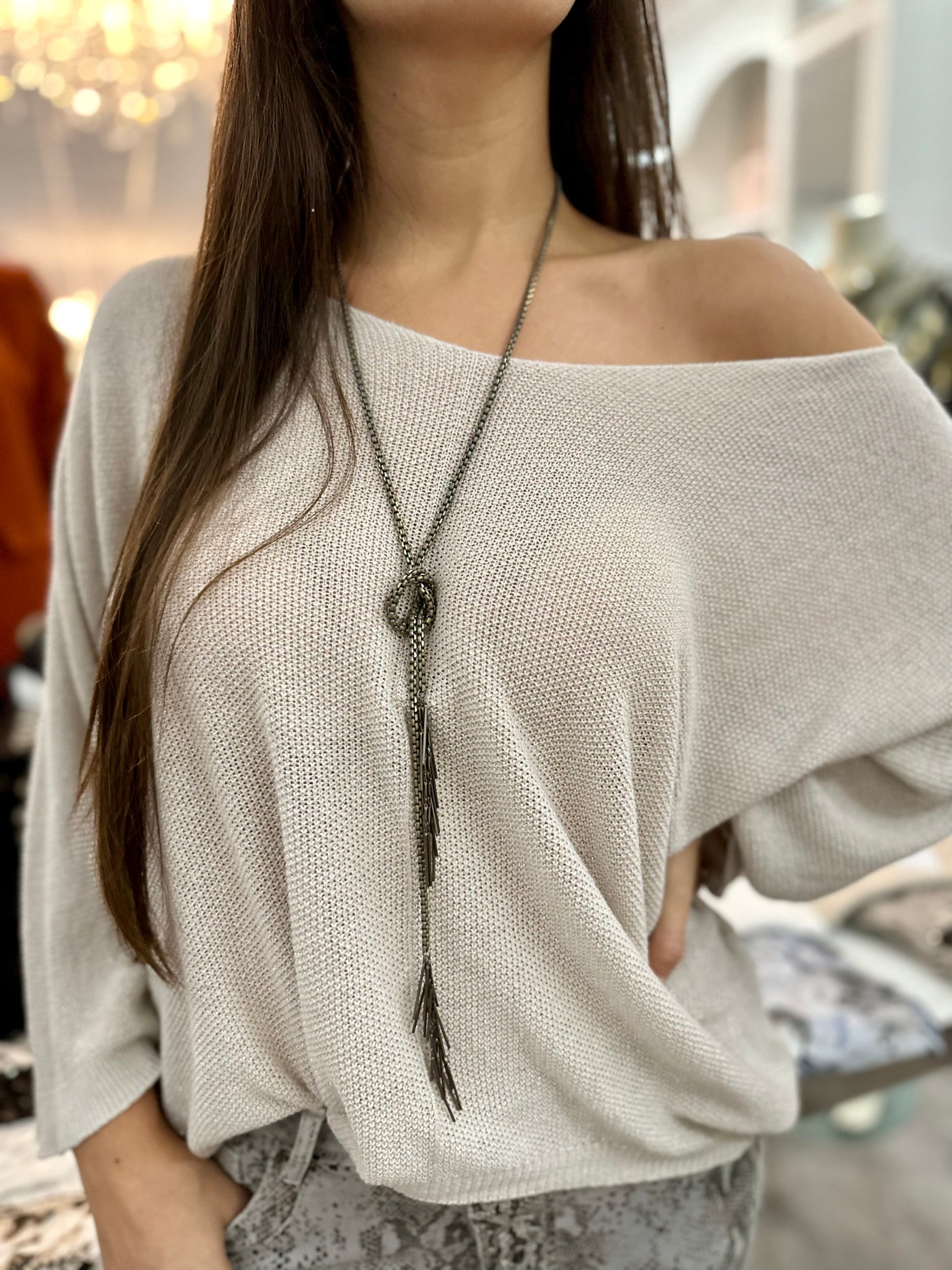 Angie Shimmer Knit Top