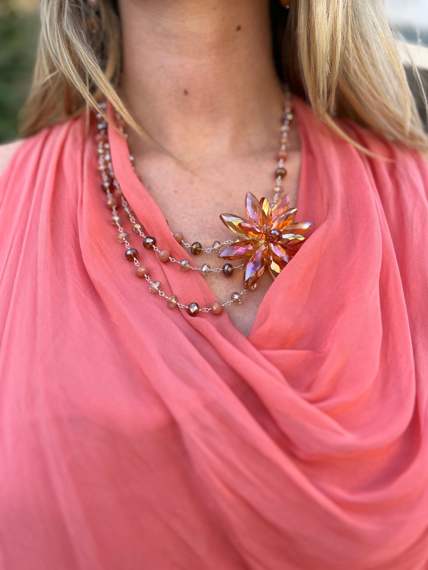 Peachy Flower Necklace
