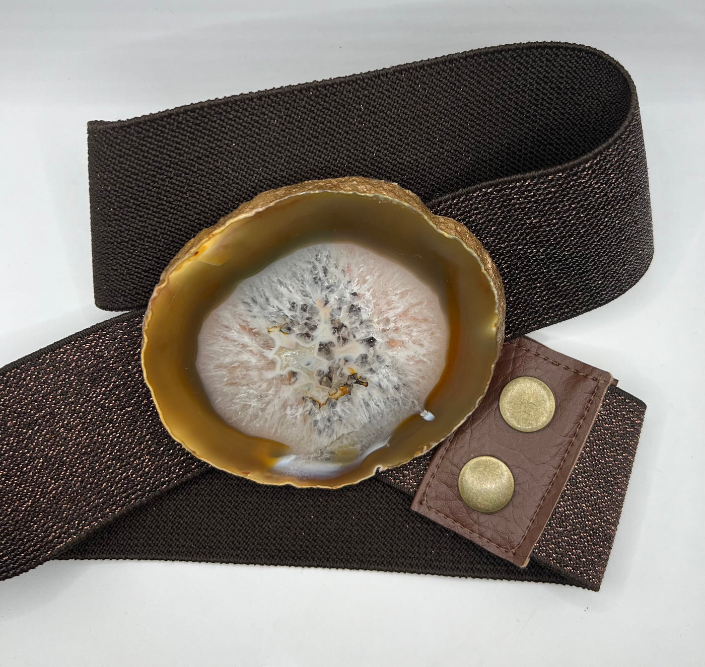 Carmelina caramel Agate Stone Stretch Belt