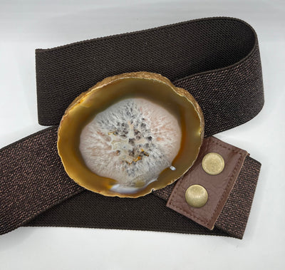 Carmelina caramel Agate Stone Stretch Belt