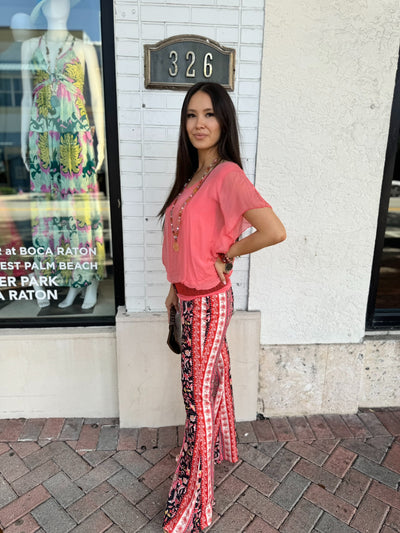 Coral Floral Tulum Pant