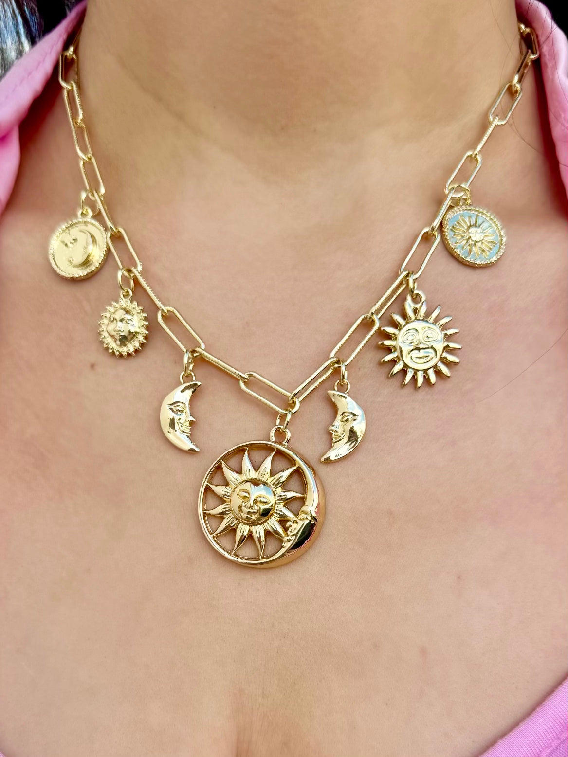 Celestial Sun Charm Necklace