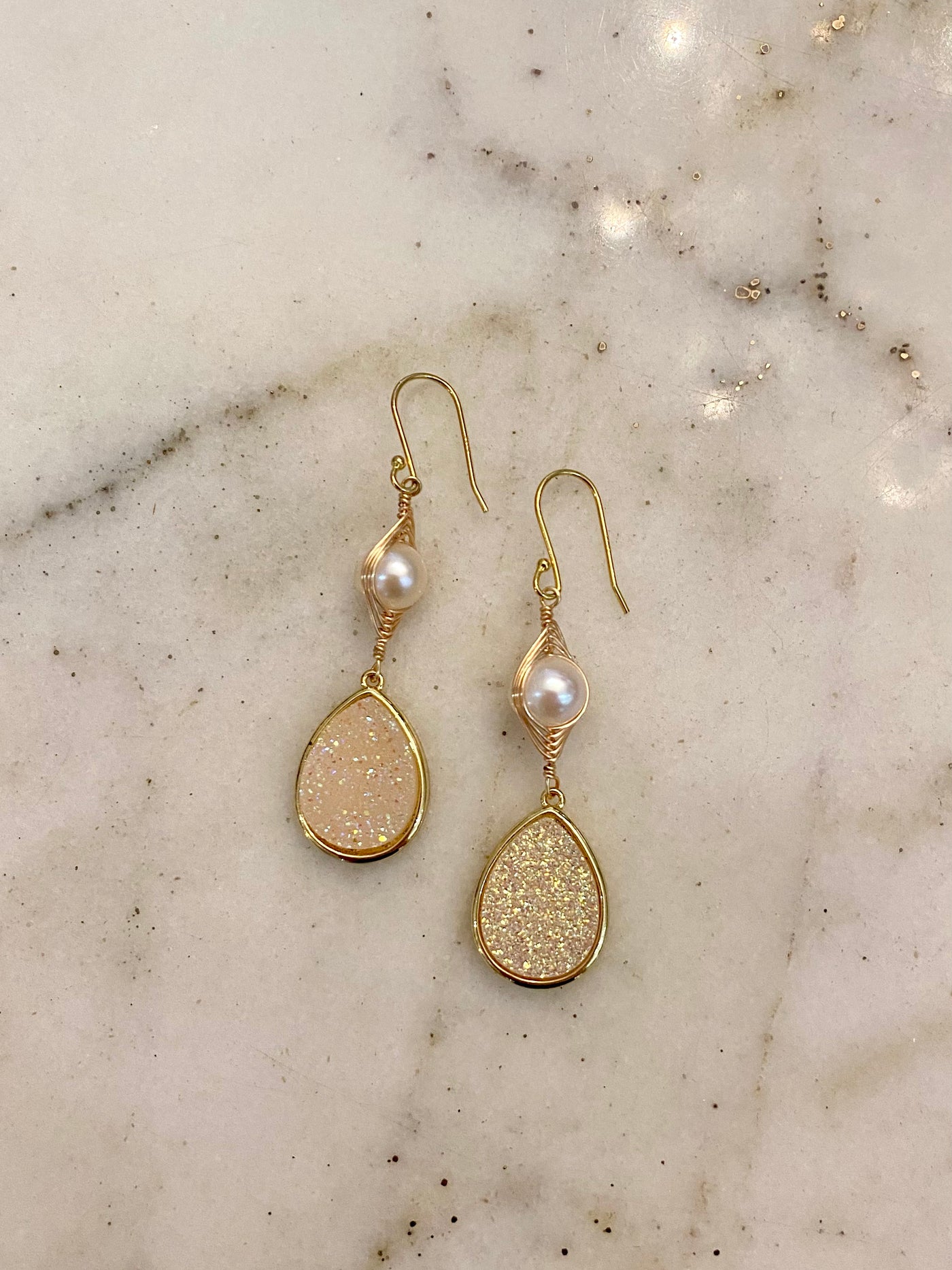 Gold Druzy Earrings