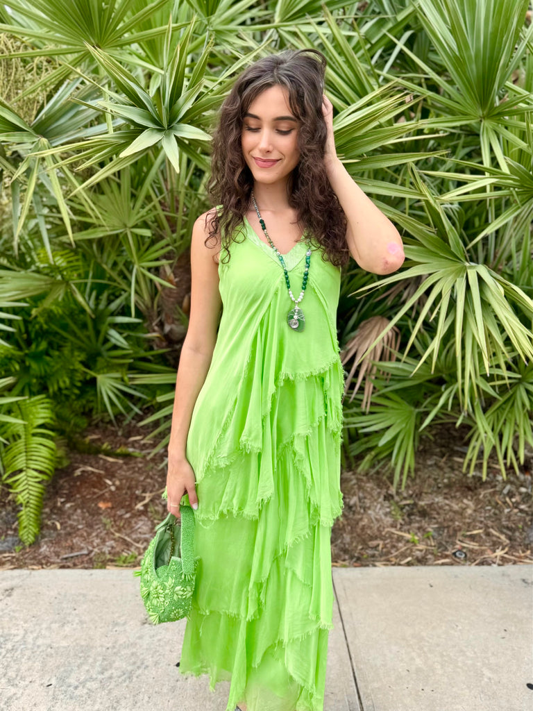 giulia maxi dress Giulia Silk Blend Tiered Maxi Dress Rose