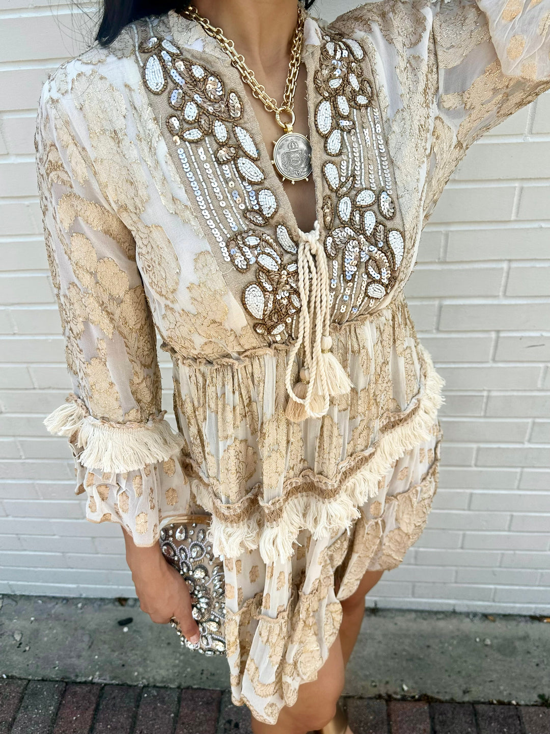 Golden Flutter Mini Dress – Bolufe Boutique
