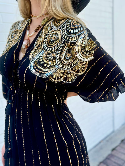 Golden Midnight Maxi Dress