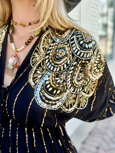 Golden Midnight Maxi Dress