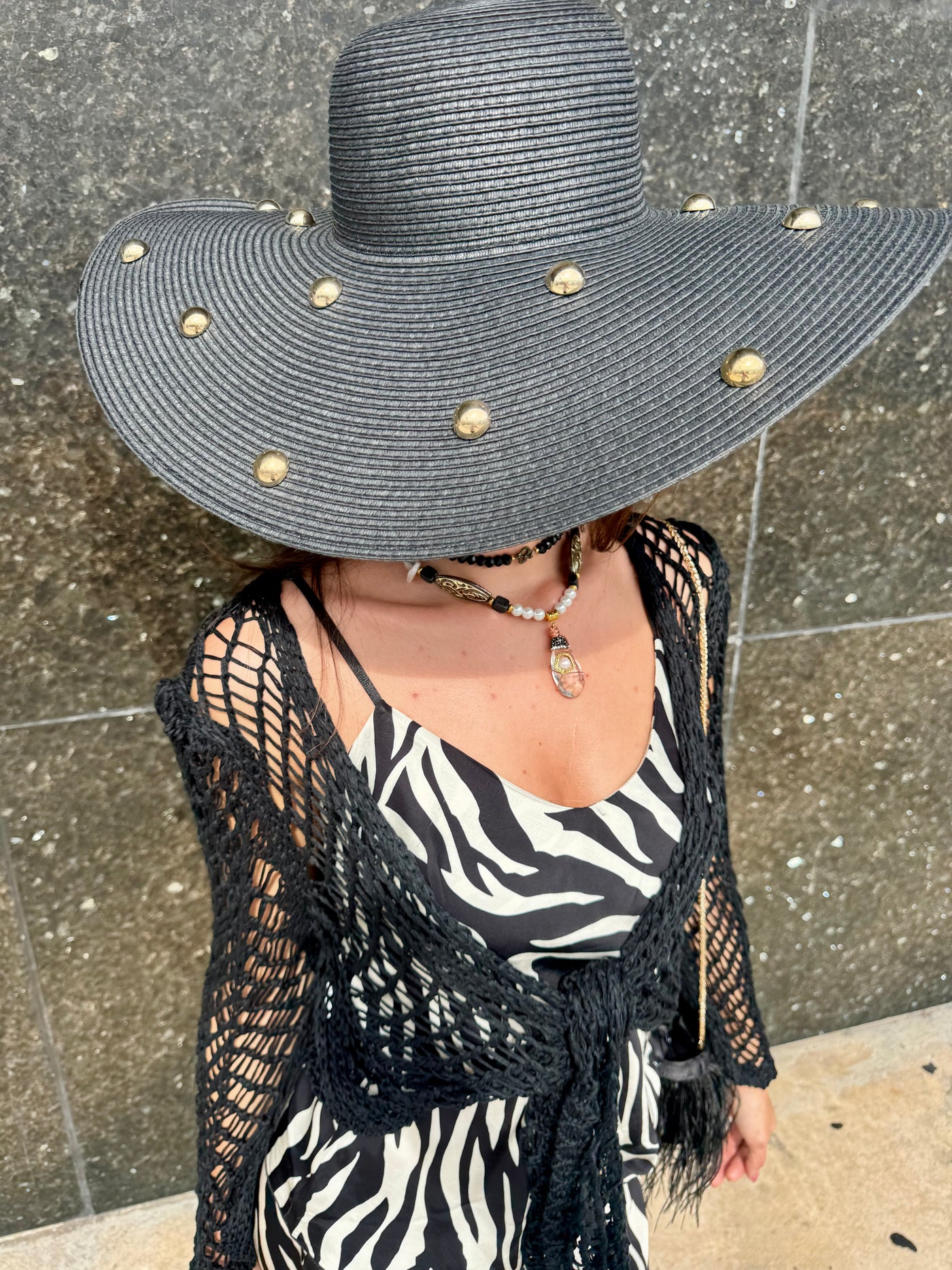 Golden Swirl Straw Floppy Hat