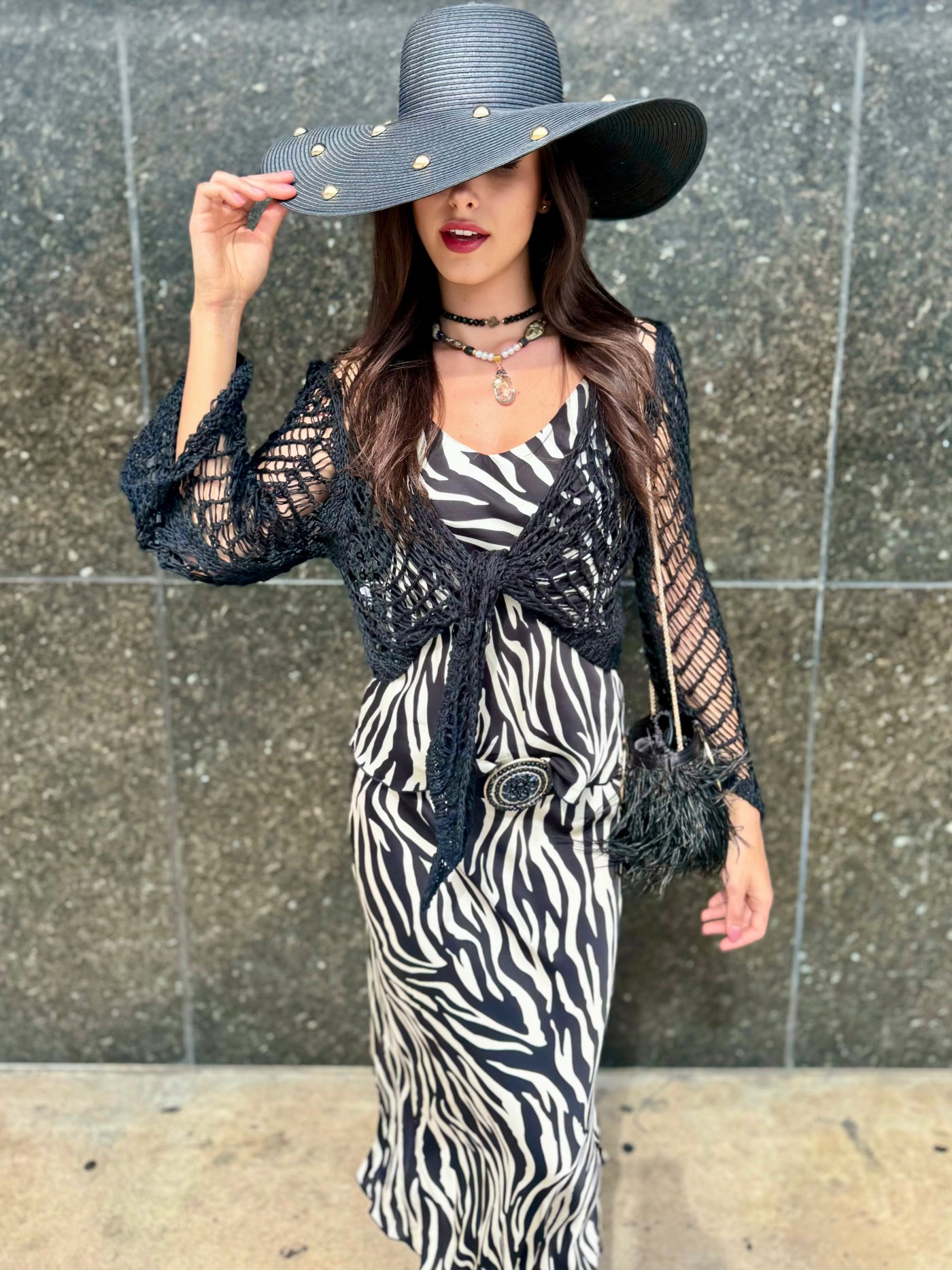 Golden Swirl Straw Floppy Hat