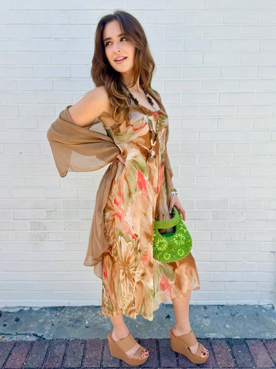 Hibiscus Wave Silk Dress